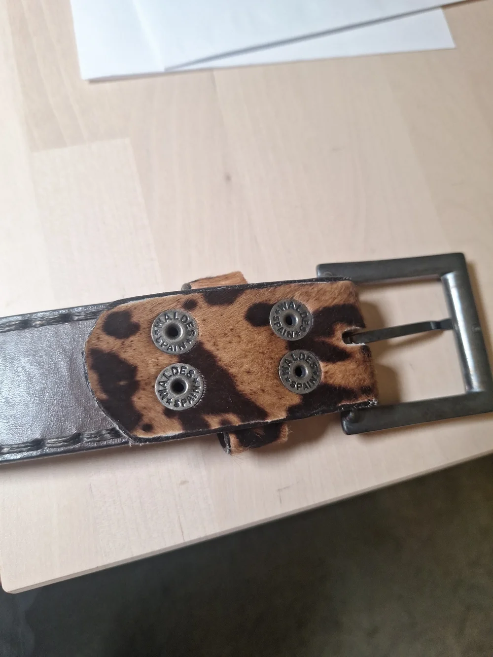 SENDRA Leopard Print Hair-on Leather Belt - Brown/Black Size 38 (eu 100)